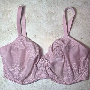 Panache 36GG Bra Lace Ana Plunge Underwire Back Closure 9396 Blush Nude EUC